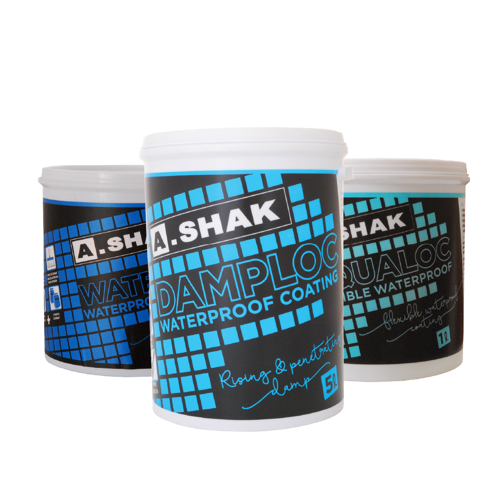 A.Shak Waterproofers category Damploc SpraySeal AquaLoc WaterLoc Screwgoo Shower grout sealer